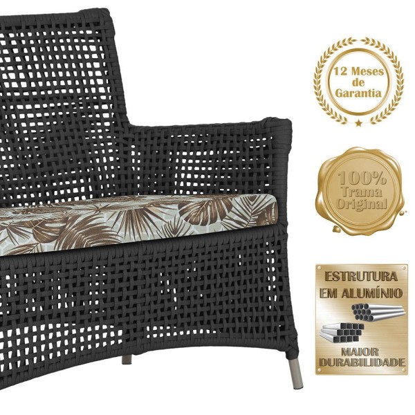 Encontraproduto.com.br - 1 Sofá área Externa Igapó Alumínio Fendi Corda Náutica E6 Preto