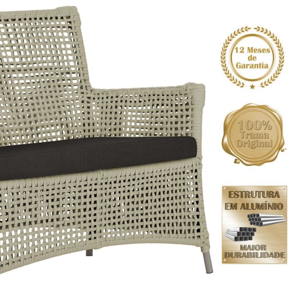 Encontraproduto.com.br - 1 Sofá área Externa Igapó Alumínio Fendi Corda Náutica E9 Rami