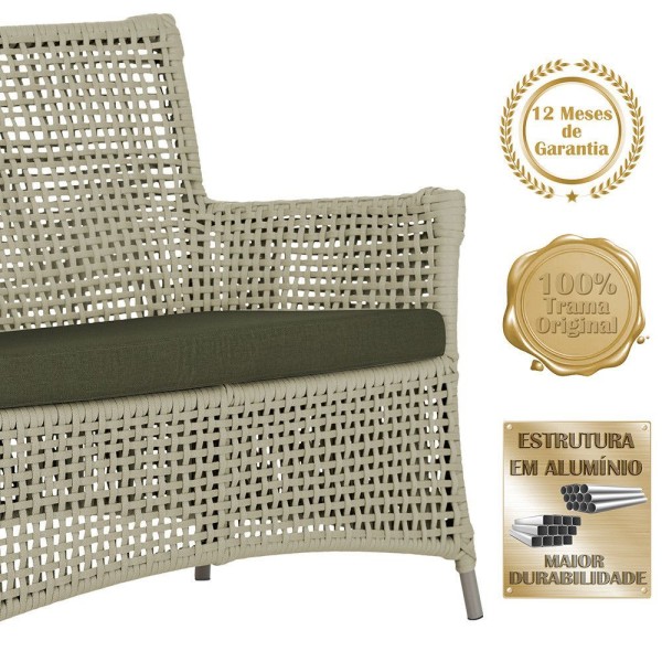 Encontraproduto.com.br - 1 Sofá área Externa Igapó Alumínio Fendi Corda Náutica E13 Rami