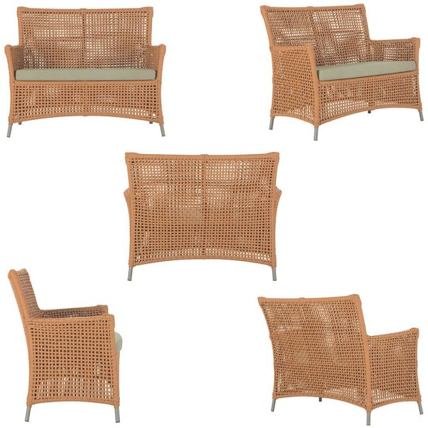Encontraproduto.com.br - 1 Sofá área Externa Igapó Alumínio Fendi Corda Náutica E7 Terra Cota