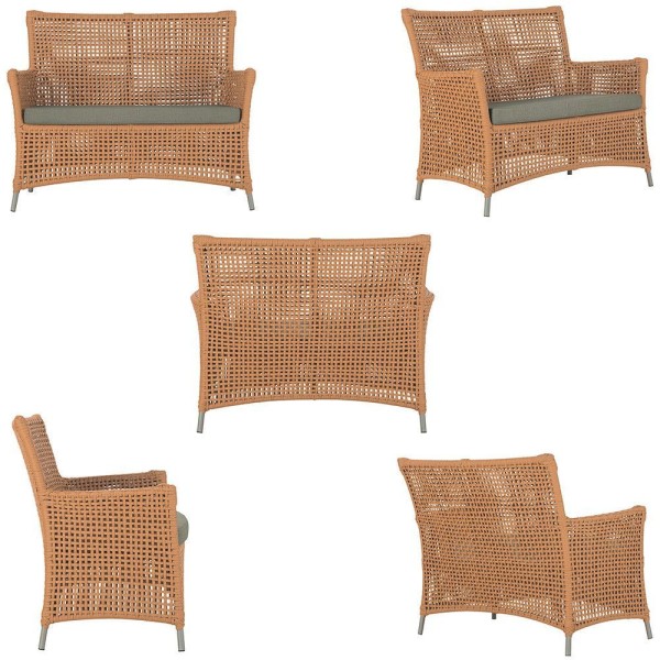 Encontraproduto.com.br - 1 Sofá área Externa Igapó Alumínio Fendi Corda Náutica E8 Terra Cota