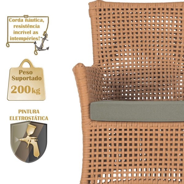 Encontraproduto.com.br - 1 Sofá área Externa Igapó Alumínio Fendi Corda Náutica E8 Terra Cota