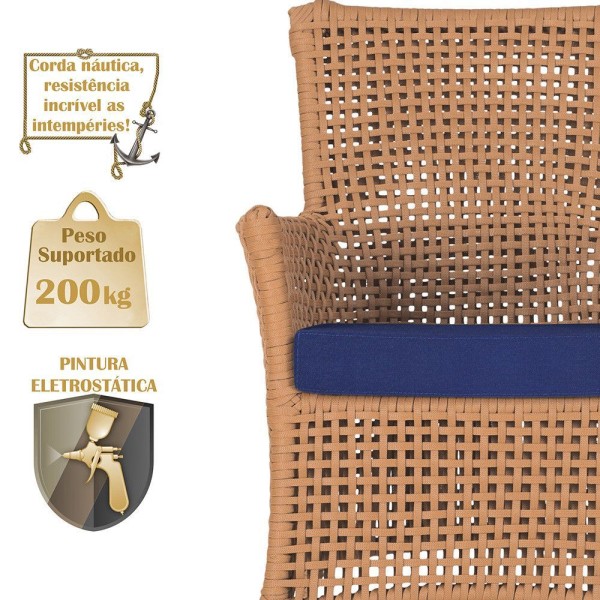 Encontraproduto.com.br - 1 Sofá área Externa Igapó Alumínio Fendi Corda Náutica E10 Terra Cota
