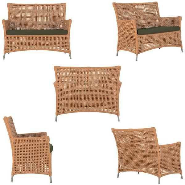 Encontraproduto.com.br - 1 Sofá área Externa Igapó Alumínio Fendi Corda Náutica E13 Terra Cota