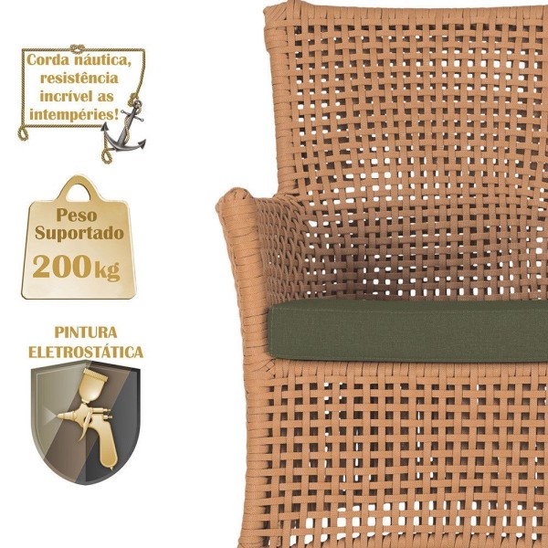Encontraproduto.com.br - 1 Sofá área Externa Igapó Alumínio Fendi Corda Náutica E13 Terra Cota