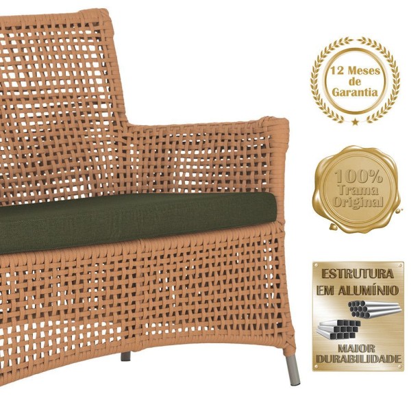 Encontraproduto.com.br - 1 Sofá área Externa Igapó Alumínio Fendi Corda Náutica E13 Terra Cota