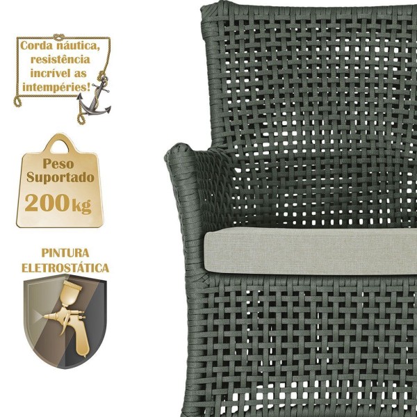 Encontraproduto.com.br - 1 Sofá área Externa Igapó Alumínio Fendi Corda Náutica E3 Verde