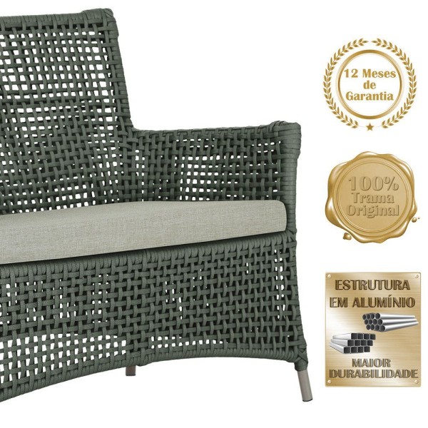 Encontraproduto.com.br - 1 Sofá área Externa Igapó Alumínio Fendi Corda Náutica E3 Verde