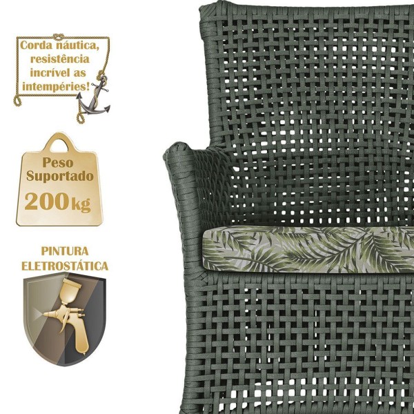 Encontraproduto.com.br - 1 Sofá área Externa Igapó Alumínio Fendi Corda Náutica E5 Verde