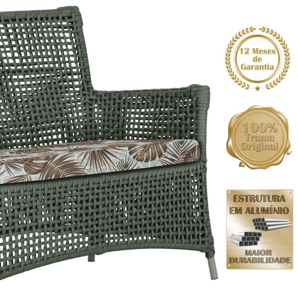 Encontraproduto.com.br - 1 Sofá área Externa Igapó Alumínio Fendi Corda Náutica E6 Verde