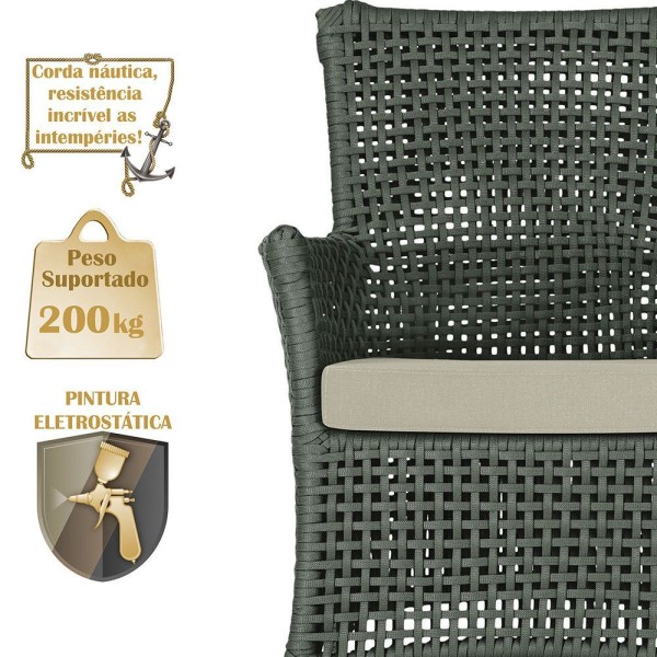 Encontraproduto.com.br - 1 Sofá área Externa Igapó Alumínio Fendi Corda Náutica E7 Verde