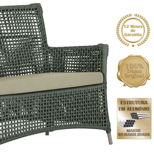 Encontraproduto.com.br - 1 Sofá área Externa Igapó Alumínio Fendi Corda Náutica E7 Verde