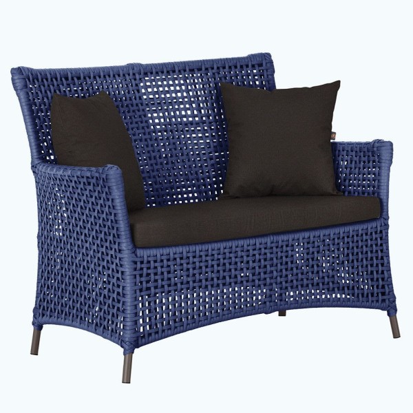 Encontraproduto.com.br - 1 Sofá área Externa Igapó Alumínio Marrom Corda Náutica E9 Azul