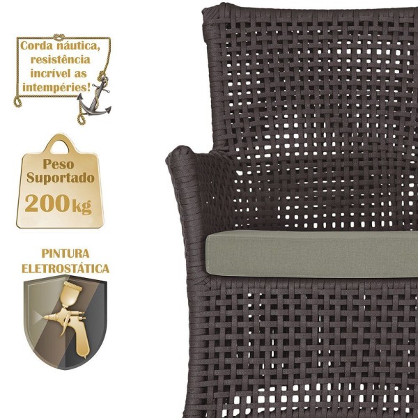 Encontraproduto.com.br - 1 Sofá Área Externa Igapó Alumínio Marrom Corda Náutica E8