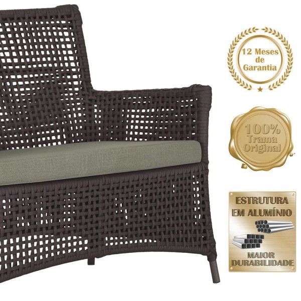 Encontraproduto.com.br - 1 Sofá Área Externa Igapó Alumínio Marrom Corda Náutica E8