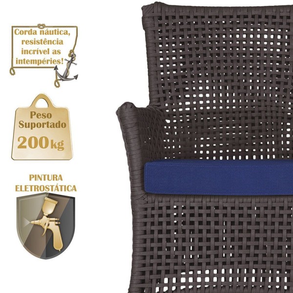 Encontraproduto.com.br - 1 Sofá área Externa Igapó Alumínio Marrom Corda Náutica E10 Marrom