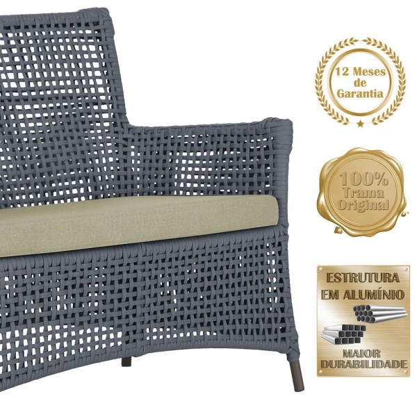 Encontraproduto.com.br - 1 Sofá área Externa Igapó Alumínio Marrom Corda Náutica E7 Prata