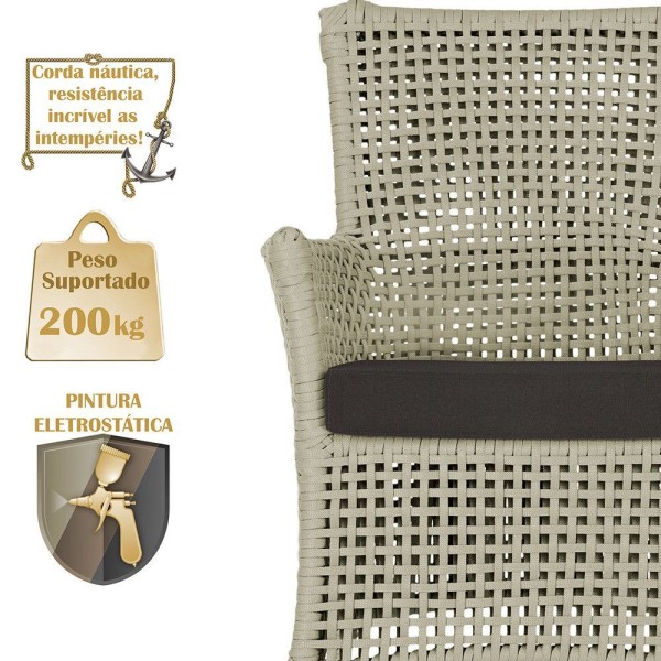 Encontraproduto.com.br - 1 Sofá Área Externa Igapó Alumínio Marrom Corda Náutica E9 Rami