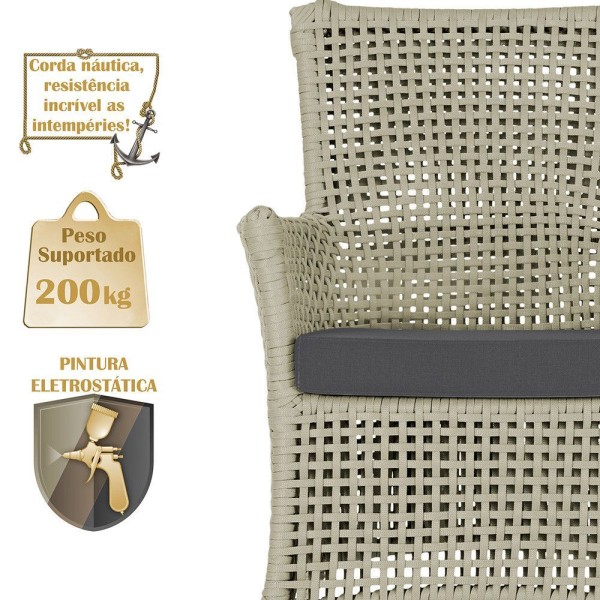 Encontraproduto.com.br - 1 Sofá área Externa Igapó Alumínio Marrom Corda Náutica E11 Rami