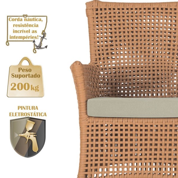 Encontraproduto.com.br - 1 Sofá área Externa Igapó Alumínio Marrom Corda Náutica E7 Terra Cota