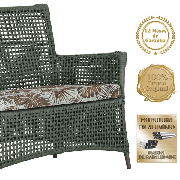 Encontraproduto.com.br - 1 Sofá área Externa Igapó Alumínio Marrom Corda Náutica E6 Verde