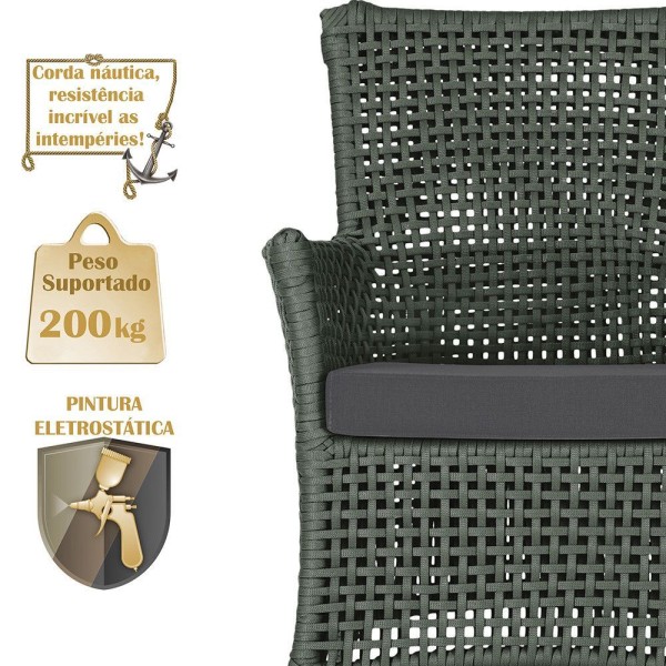 Encontraproduto.com.br - 1 Sofá área Externa Igapó Alumínio Marrom Corda Náutica E11 Verde