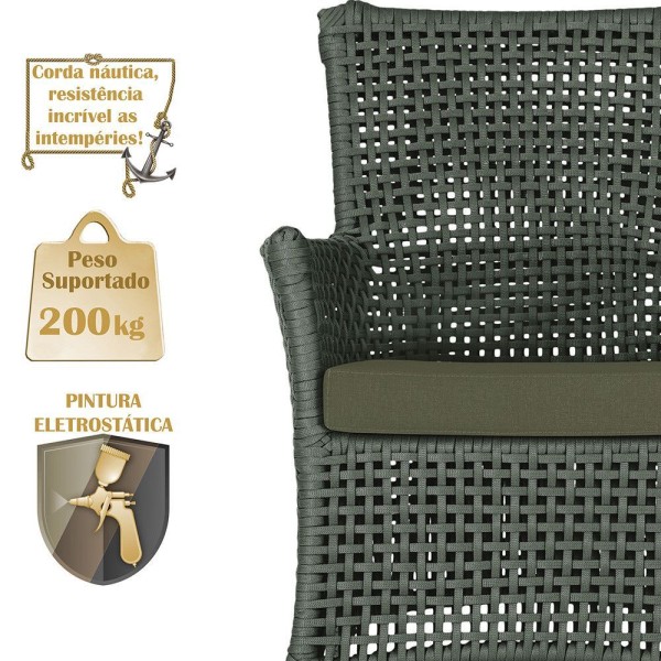 Encontraproduto.com.br - 1 Sofá área Externa Igapó Alumínio Marrom Corda Náutica E13 Verde