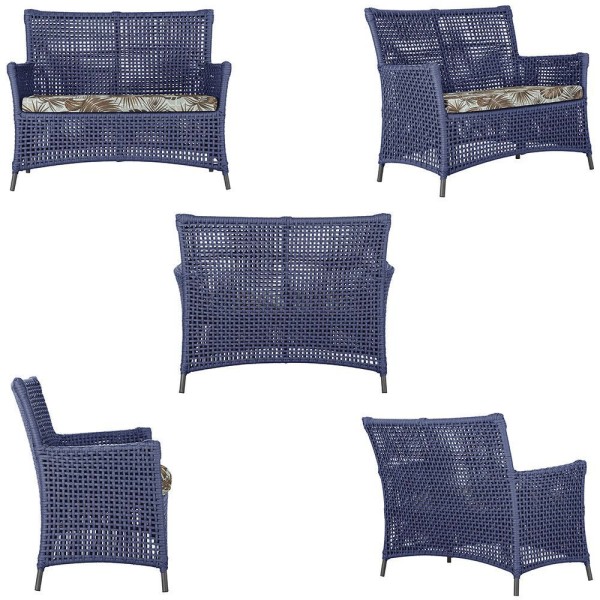 Encontraproduto.com.br - 1 Sofá área Externa Igapó Alumínio Preta Corda Náutica E6 Azul