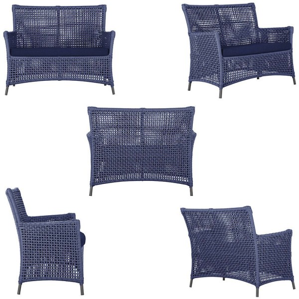 Encontraproduto.com.br - 1 Sofá área Externa Igapó Alumínio Preta Corda Náutica E10 Azul
