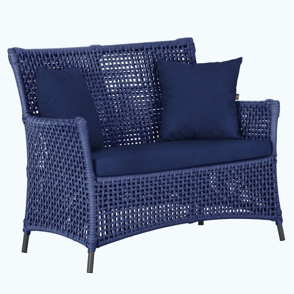 Encontraproduto.com.br - 1 Sofá área Externa Igapó Alumínio Preta Corda Náutica E10 Azul