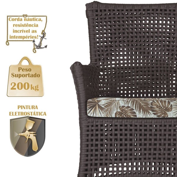 Encontraproduto.com.br - 1 Sofá área Externa Igapó Alumínio Preta Corda Náutica E6 Marrom