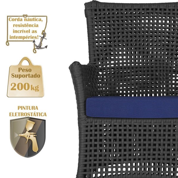Encontraproduto.com.br - 1 Sofá área Externa Igapó Alumínio Preta Corda Náutica E10 Preto
