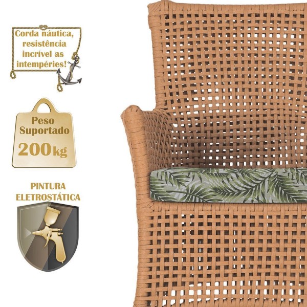 Encontraproduto.com.br - 1 Sofá área Externa Igapó Alumínio Preta Corda Náutica E5 Terra Cota