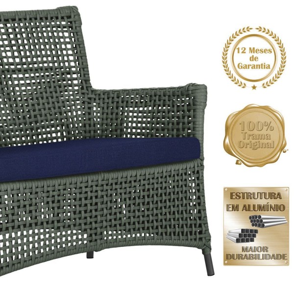 Encontraproduto.com.br - 1 Sofá área Externa Igapó Alumínio Preta Corda Náutica E10 Verde