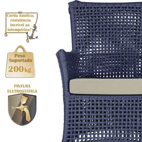 Encontraproduto.com.br - 1 Sofá E Mesa Centro Igapó Alumínio Corda Náutica E7 Trama Azul