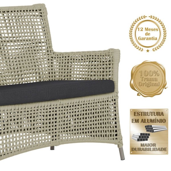 Encontraproduto.com.br - 1 Sofá E Mesa Centro Igapó Alumínio Corda Náutica E11 Trama Rami