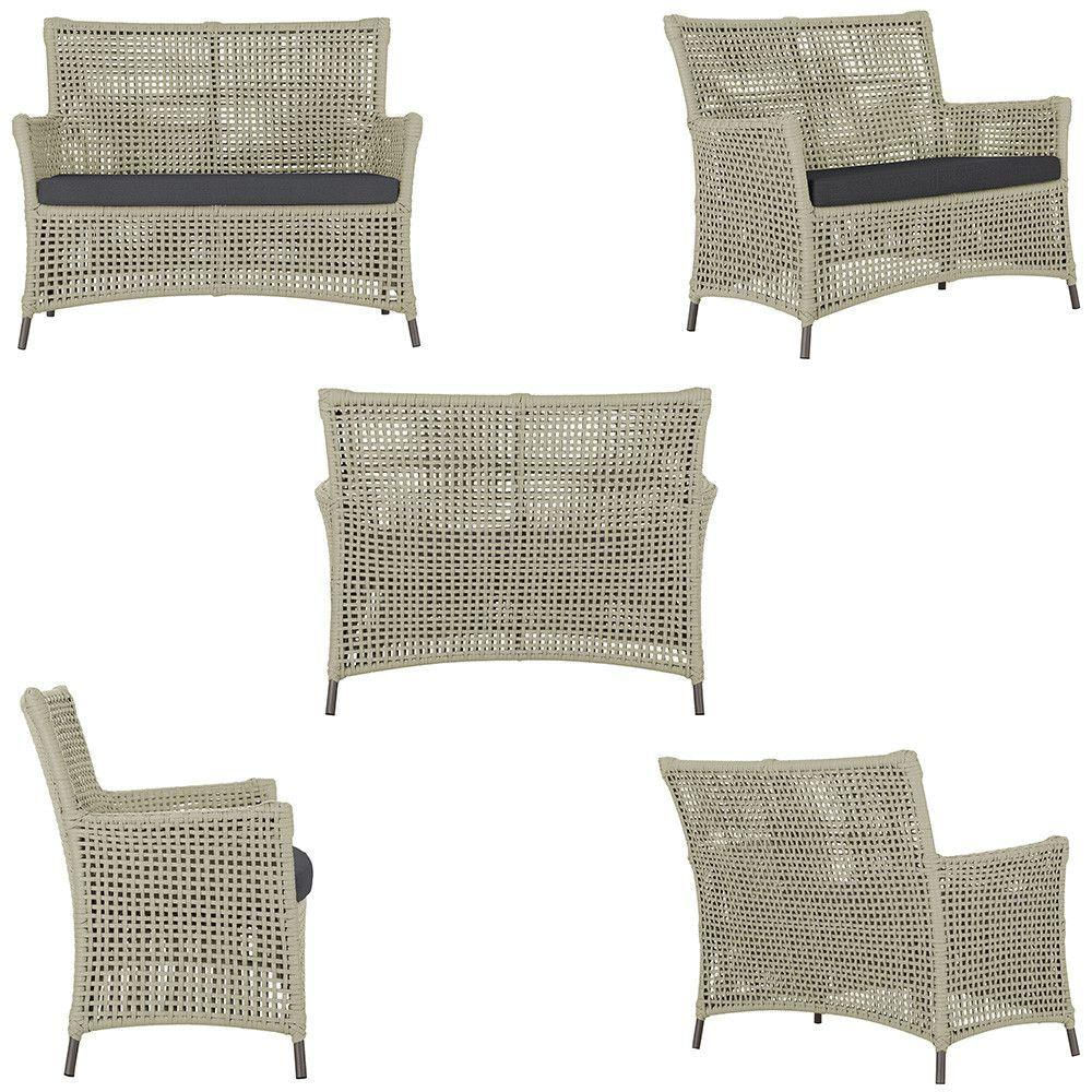 Encontraproduto.com.br - 1 Sofá E Mesa Igapó Alumínio Marrom Corda Náutica E11 Trama Rami