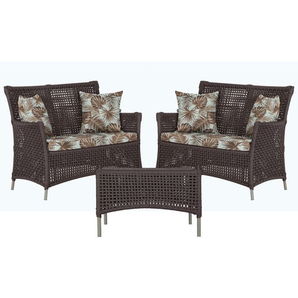 Encontraproduto.com.br - 2 Sofás E Mesa Igapó Alumínio Fendi Corda Náutica E6 Trama Marrom