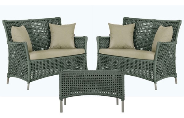 Encontraproduto.com.br - 2 Sofás E Mesa Igapó Alumínio Fendi Corda Náutica E7 Trama Marrom