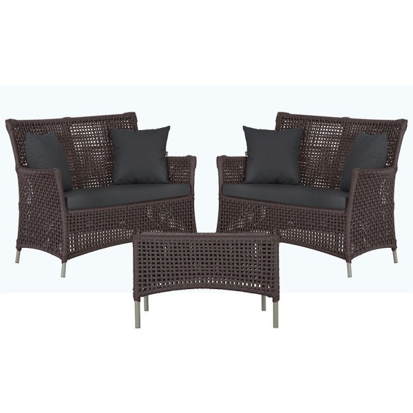 Encontraproduto.com.br - 2 Sofás E Mesa Igapó Alumínio Fendi Corda Náutica E11 Trama Marrom