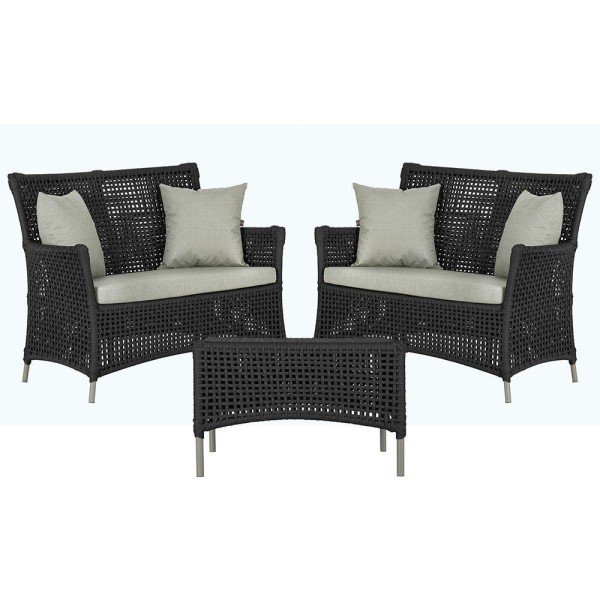 Encontraproduto.com.br - 2 Sofás E Mesa Igapó Alumínio Fendi Corda Náutica E3 Trama Preto