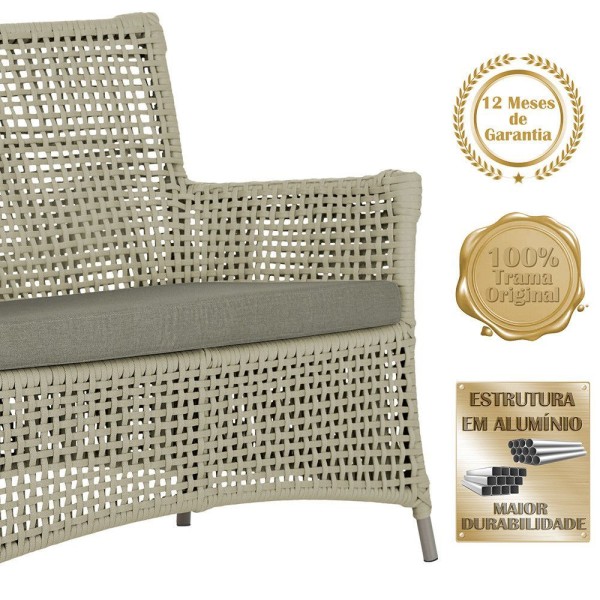 Encontraproduto.com.br - 2 Sofás E Mesa Igapó Alumínio Fendi Corda Náutica E8 Trama Rami