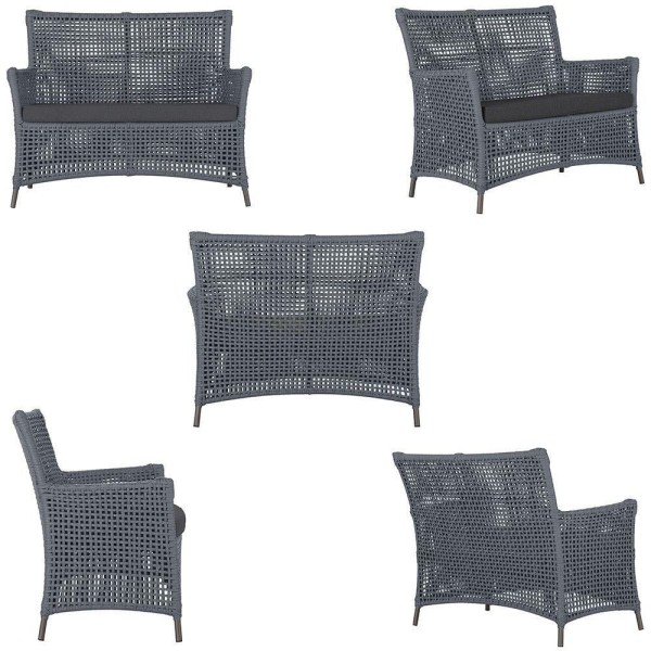 Encontraproduto.com.br - 2 Sofás E Mesa Igapó Alumínio Marrom Corda Náutica E11 Trama Prata
