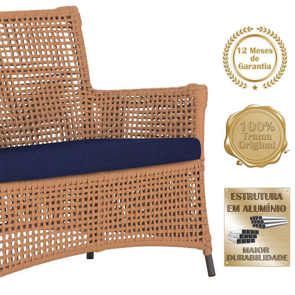 Encontraproduto.com.br - 2 Sofás E Mesa Igapó Alumínio Marrom Corda Náutica E10 Trama Terra Cota