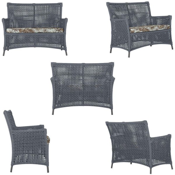 Encontraproduto.com.br - 2 Sofás E Mesa Igapó Alumínio Preta Corda Náutica E6 Trama Prata