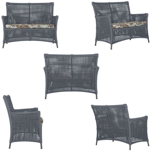 Encontraproduto.com.br - 2 Sofás E Mesa Igapó Alumínio Preta Corda Náutica E6 Trama Prata