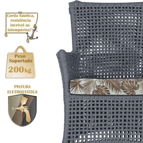 Encontraproduto.com.br - 2 Sofás E Mesa Igapó Alumínio Preta Corda Náutica E6 Trama Prata