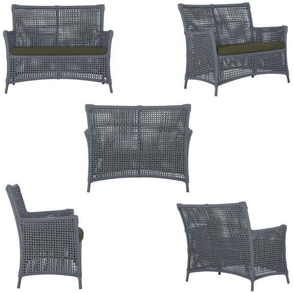 Encontraproduto.com.br - 2 Sofás E Mesa Igapó Alumínio Preta Corda Náutica E13 Trama Prata