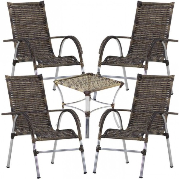 Encontraproduto.com.br - 4 Cadeiras Vênus E Mesa Garden Para área Externa Trama Cappuccino