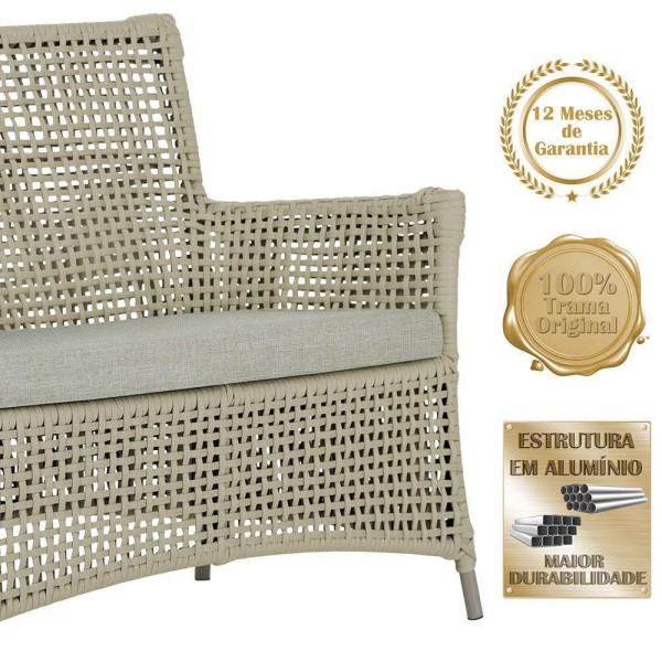 Encontraproduto.com.br - Jogo Sofá 4 Poltronas E Mesa Igapó Fendi E3 Trama Original Rami